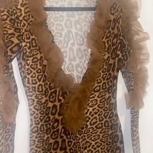 Cheetah Print Bodycon Tulle Material Dress - Never Worn Before